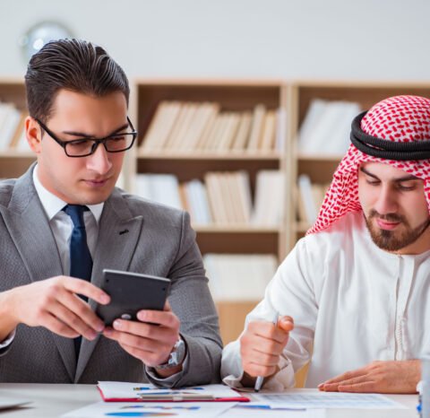 Diverse business concept with arab businessman