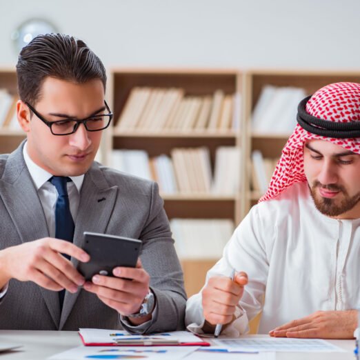 Diverse business concept with arab businessman